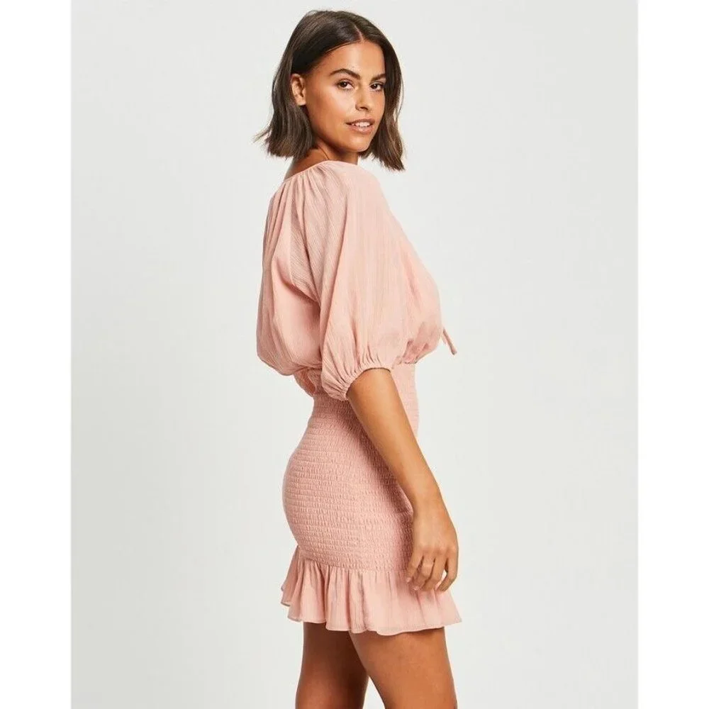 THE FATED Meiere Mini Dress Dusty Pink - Size 14 BNWT - Picture 2 of 9